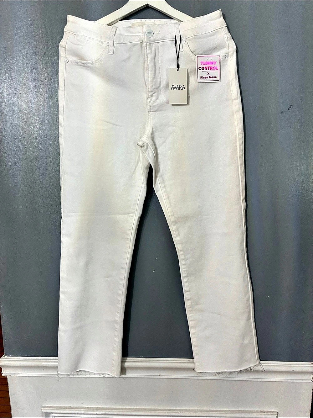 Risen Tummy Control Skinny Jeans in White Waist 9/29